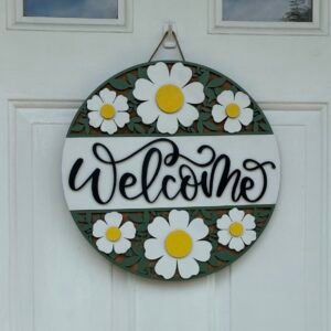 Spring & Summer Daisy Welcome Door Sign