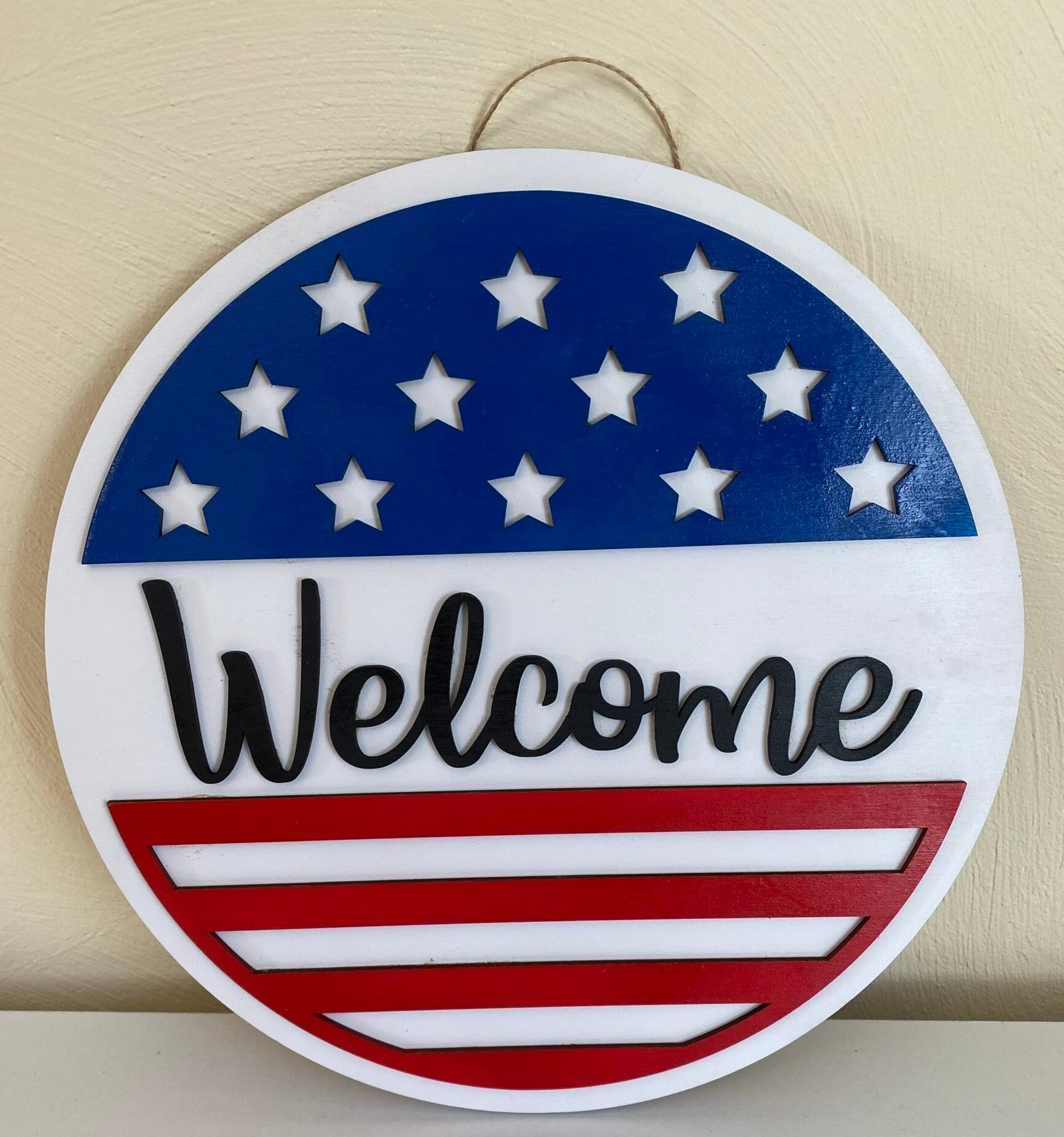 Patriotic USA welcome sign
