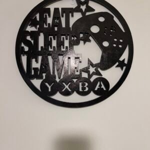 Personalized black gamer name wall sign with controller and stars