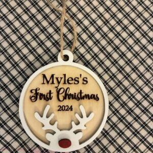 Personalized First Christmas Reindeer Ornament