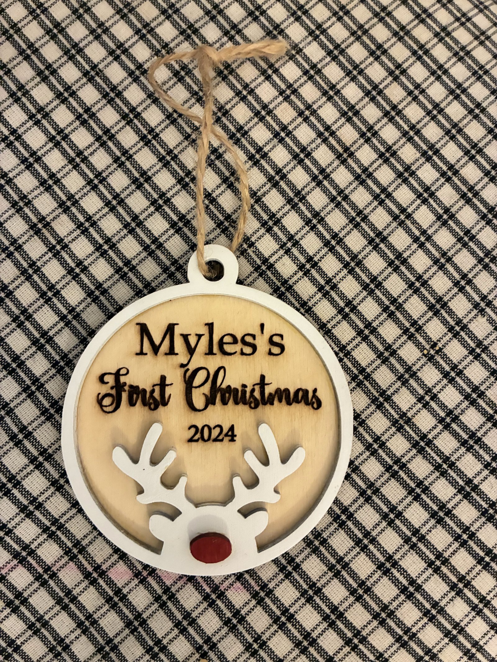 Personalized First Christmas Reindeer Ornament