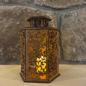Floral Laser-Cut Baltic Birch Lantern