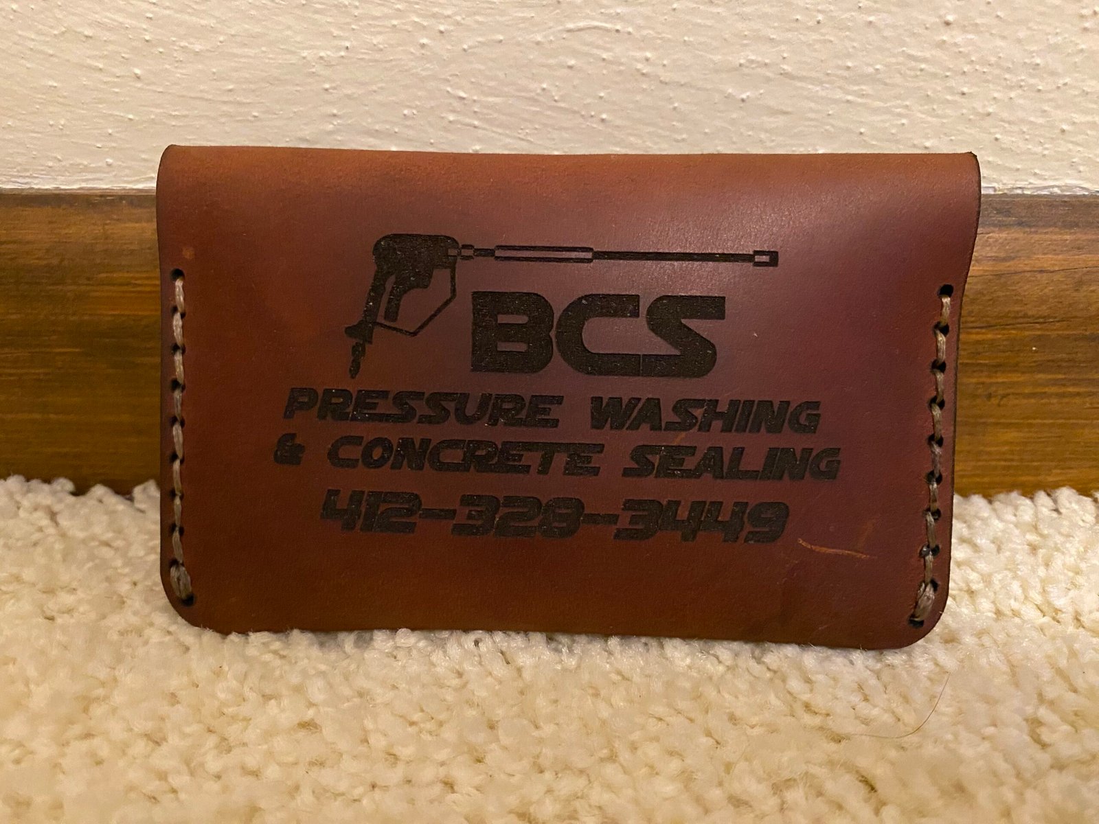 Custom Engraved Genuine Leather Business Card Holder